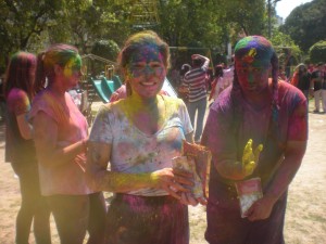 Volunteers celeberating Holi